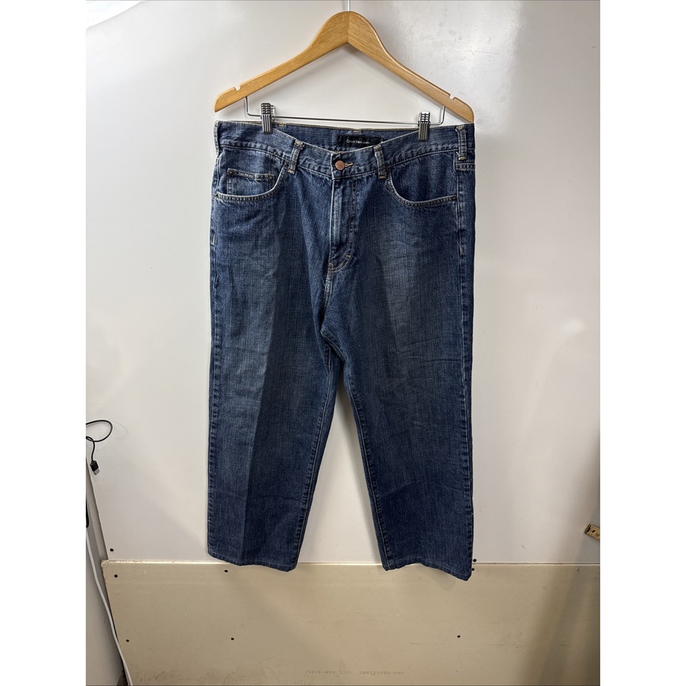Calvin Klein Jeans Straight Jeans Mens 36x27 Blue Medium Wash Stretch Denim Men